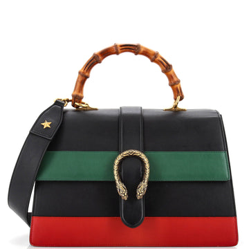 GUCCI Dionysus Bamboo Top Handle Bag Colorblock Leather Large