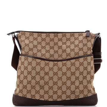 Zip Messenger Bag VS Canvas with Perforated Leather Medium