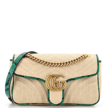 VS Marmont Flap Bag Matelasse Raffia with Snakeskin Small