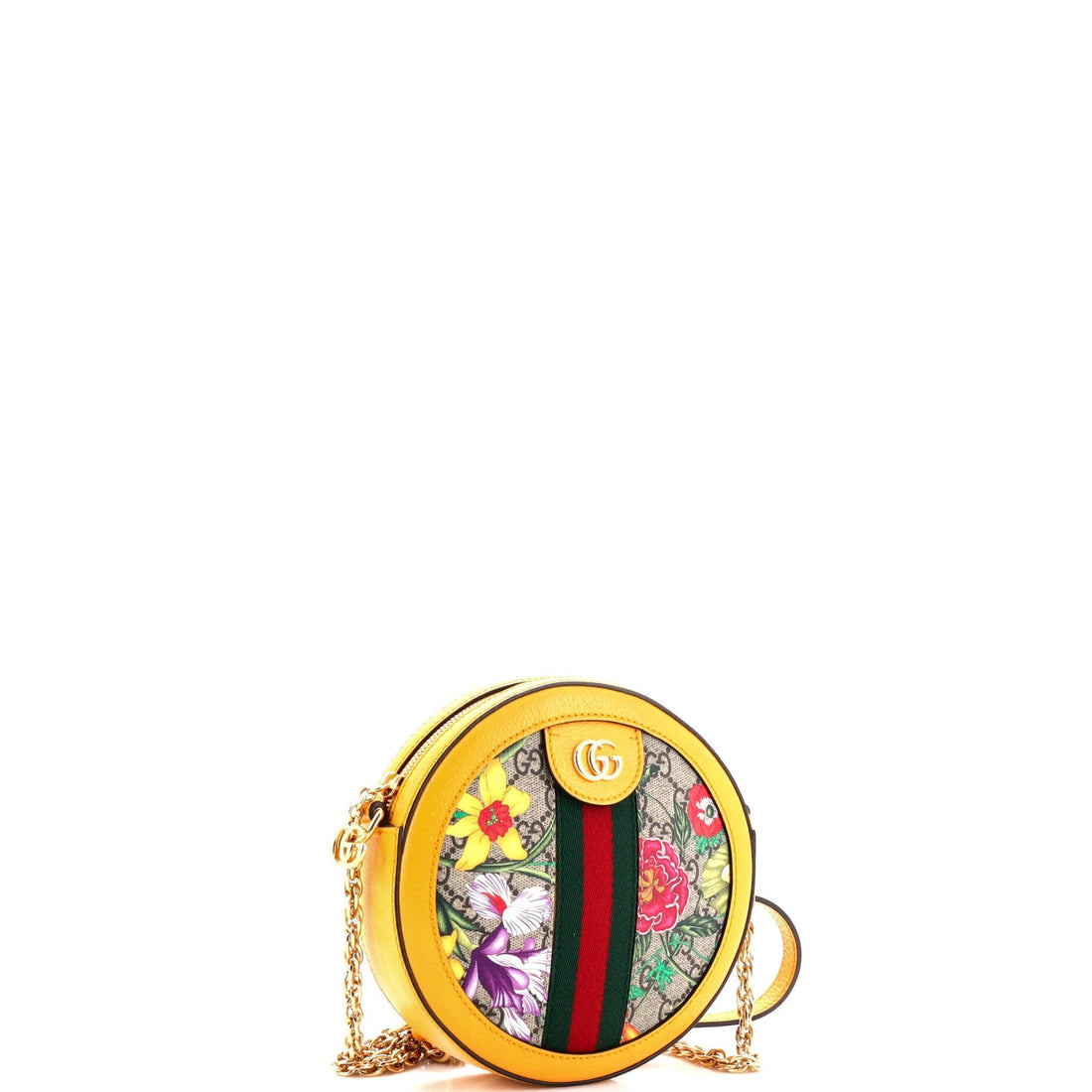 Ophidia Round Shoulder Bag Flora VS Coated Canvas Mini