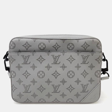 Grey Leather Shadow Duo Messenger Crossbody Bag