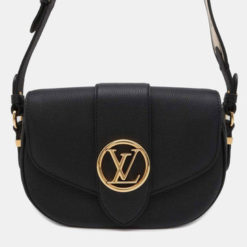 Black Leather LV Pont 9 Soft MM Bag