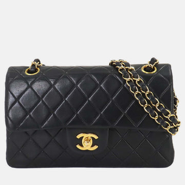 Black Leather Matelasse 23 Chain Shoulder Bag