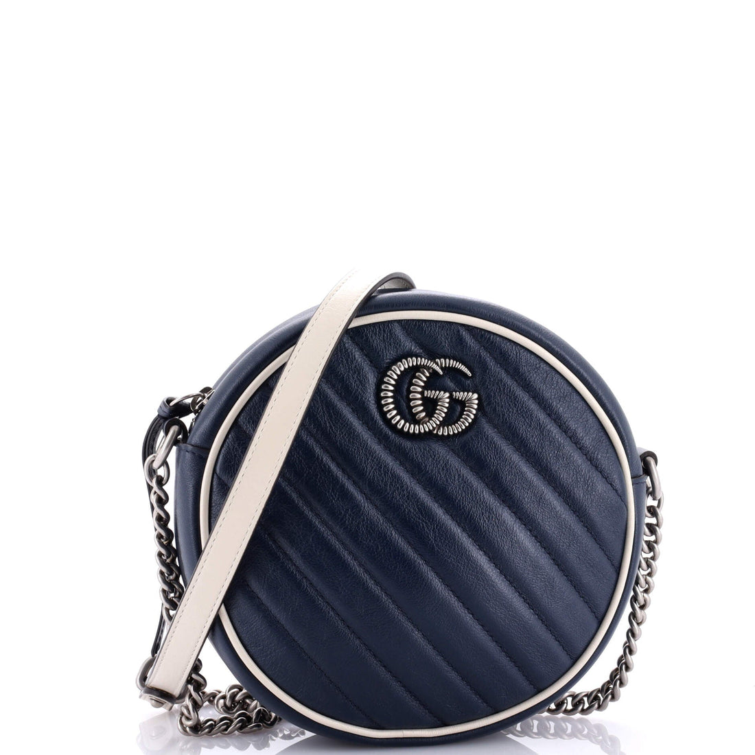 VS Marmont Round Shoulder Bag Diagonal Quilted Leather Mini