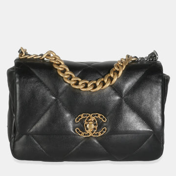 Black Quilted Lambskin Medium 19 Flap Bag