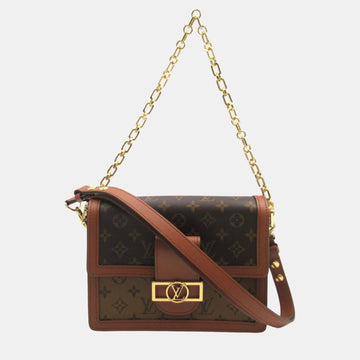 Brown Monogram Reverse Coated Canvas Dauphine MM Shoulder Bag