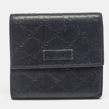 Black Microguccissima Leather Logo Trifold Wallet