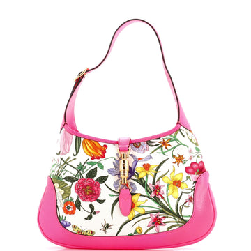 Jackie Hobo Flora Canvas with Leather Medium