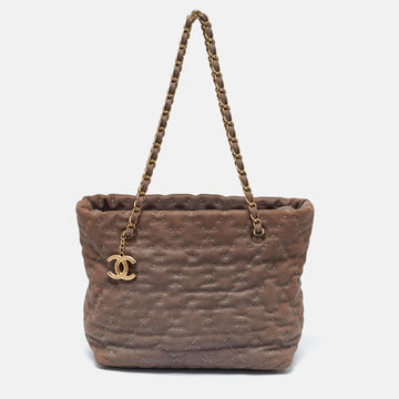 Brown Quilted Caviar Leather Wild Stitch Tote