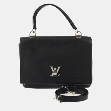 Black Calfskin Leather Lockme II Top Handle Bag
