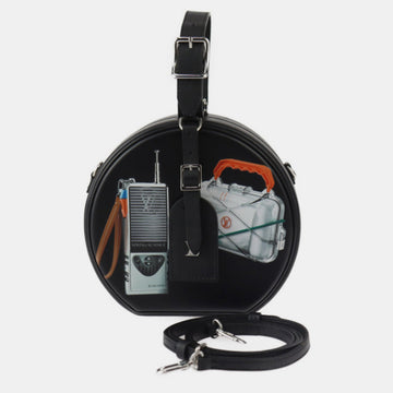 Black Leather Petite Boite Chapeau Vintage Stickers Bag