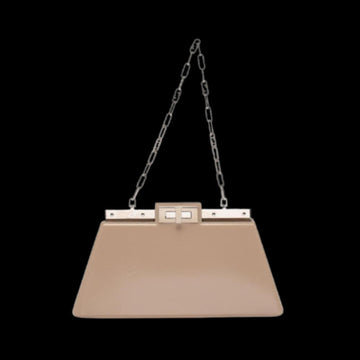 Beige Leather Fendi Shoulder Bag