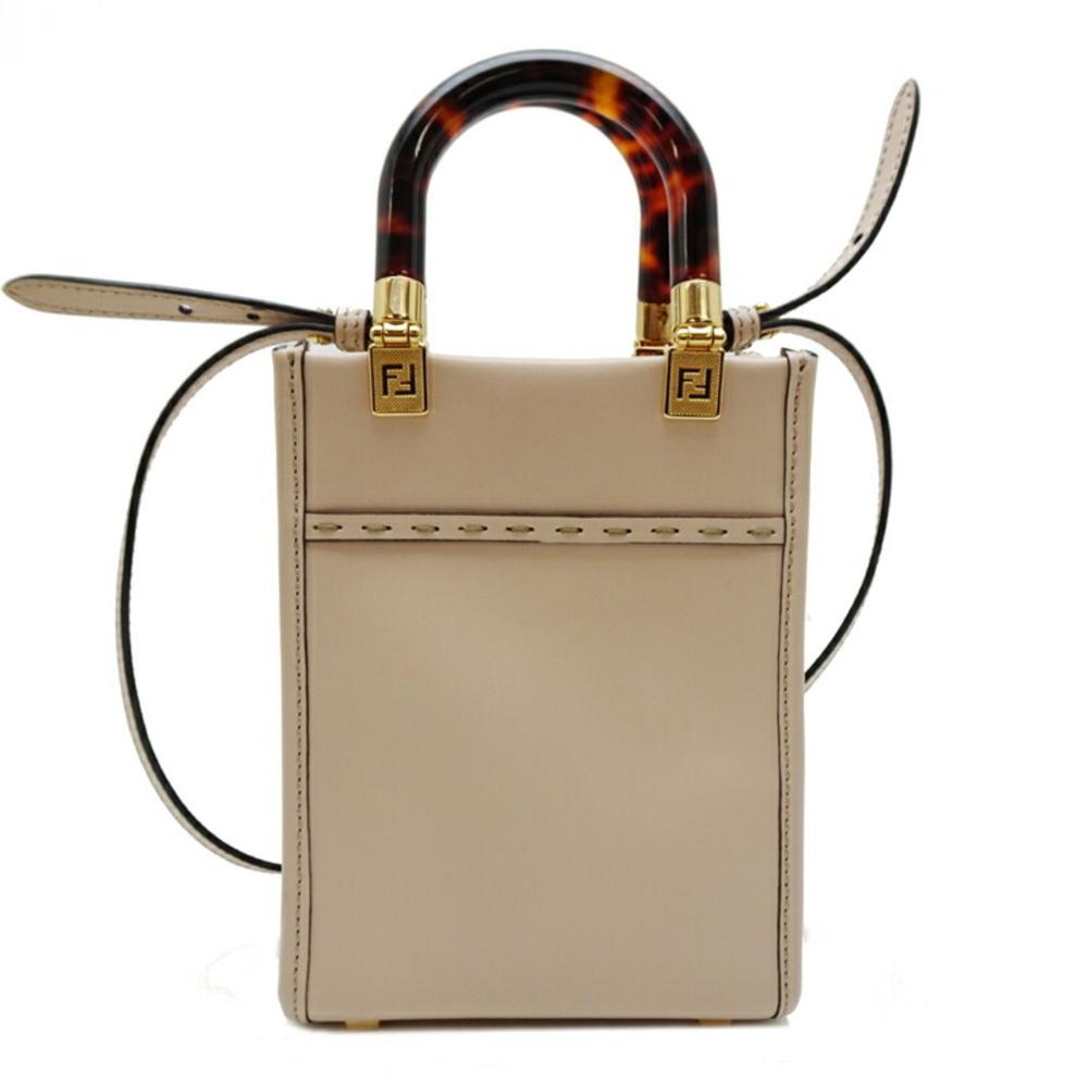 Beige Leather Fendi Shoulder Bag