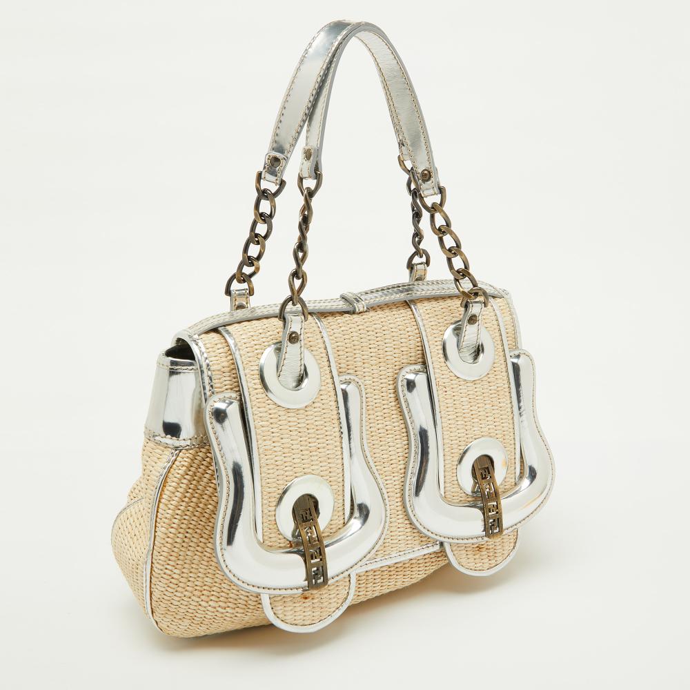 Beige Raffia Fendi Baguette