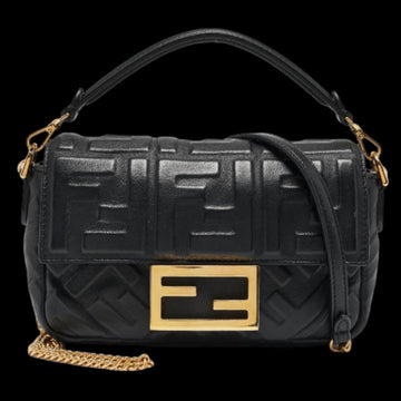 Black Leather Fendi Baguette