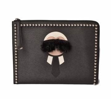 Black Leather Fendi Clutch