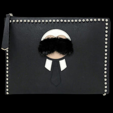 Black Leather Fendi Clutch