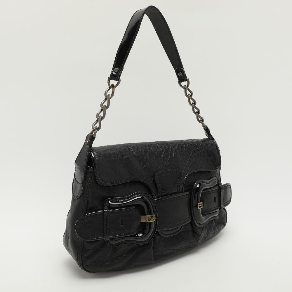 Black Leather Fendi Shoulder Bag