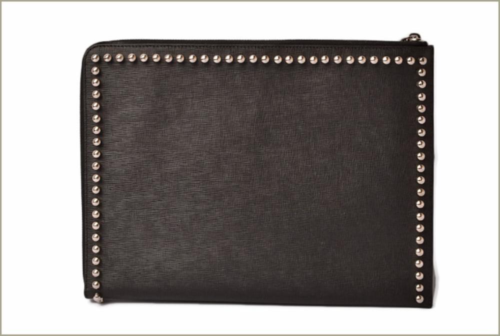 Black Leather Fendi Clutch