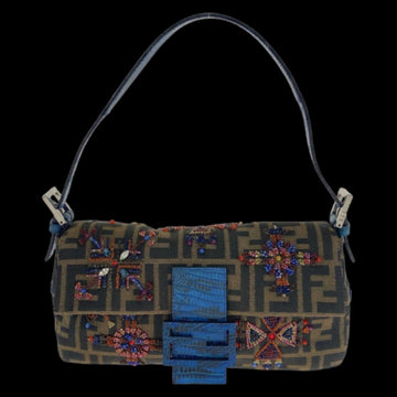 Brown Canvas Fendi Baguette
