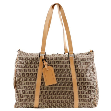 Brown Canvas Fendi Boston Bag