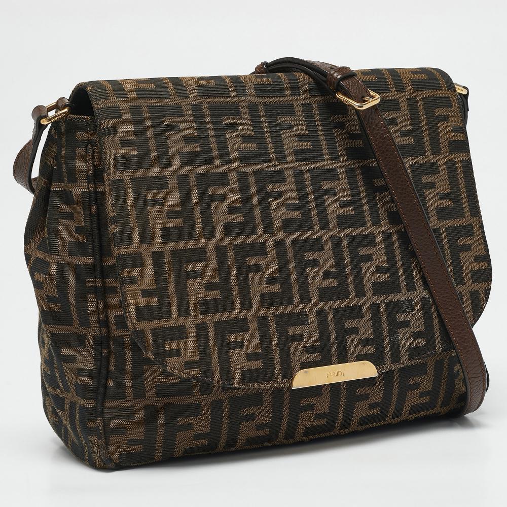 Brown Canvas Fendi Crossbody Bag