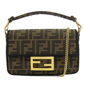 Brown Canvas Fendi Shoulder Bag