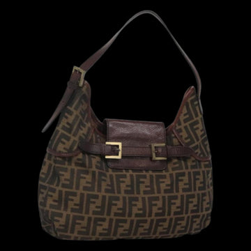Brown Canvas Fendi Shoulder Bag