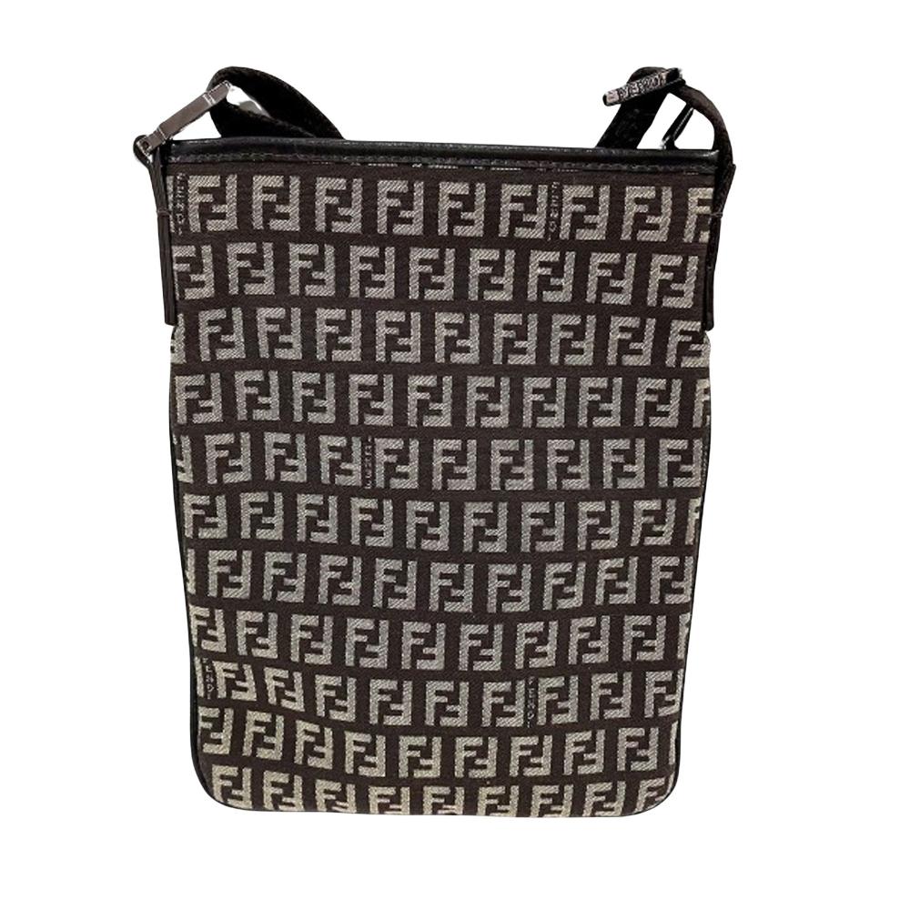 Brown Canvas Fendi Shoulder Bag