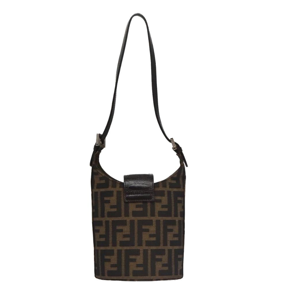 Brown Canvas Fendi Shoulder Bag