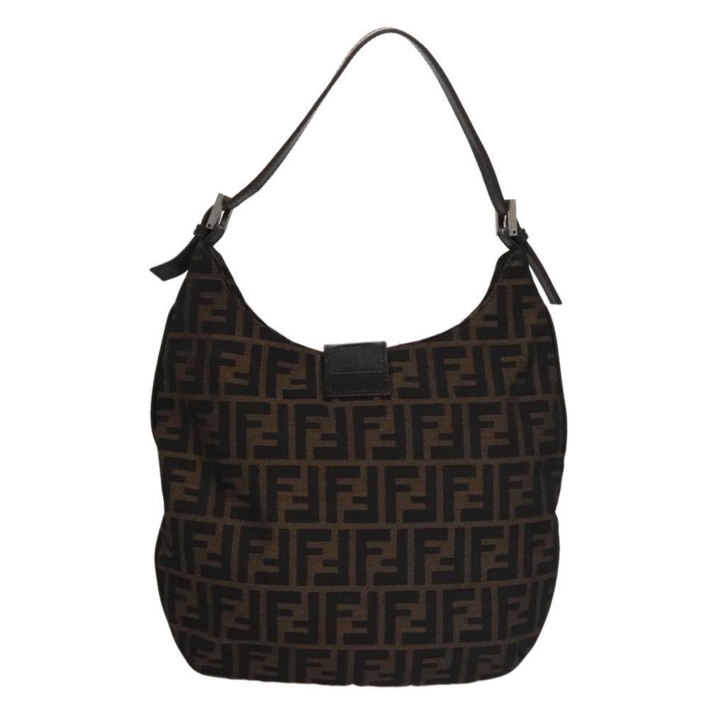Brown Canvas Fendi Shoulder Bag