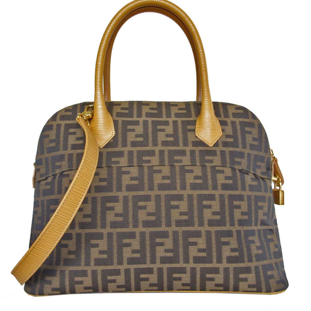 Brown Canvas Fendi Shoulder Bag