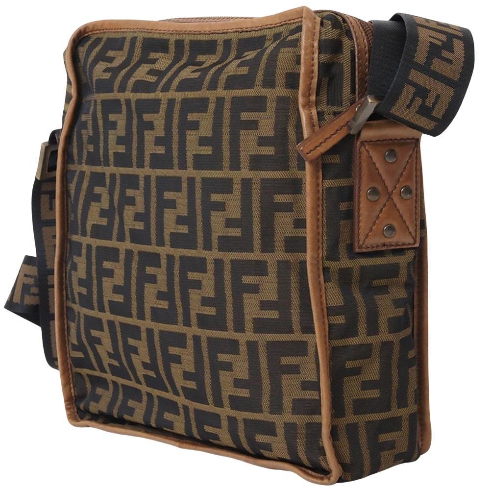 Brown Canvas Fendi Shoulder Bag