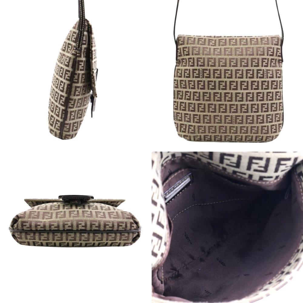 Brown Canvas Fendi Shoulder Bag