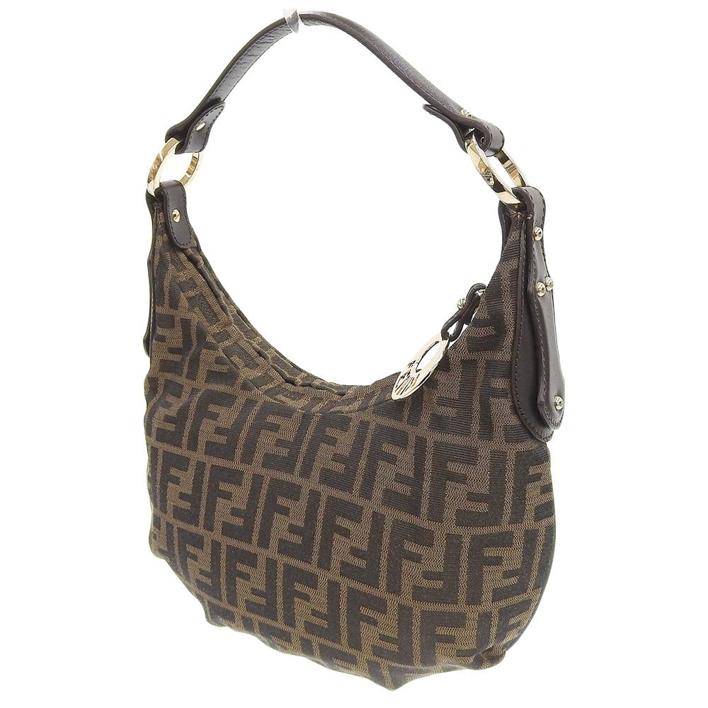 Brown Canvas Fendi Shoulder Bag
