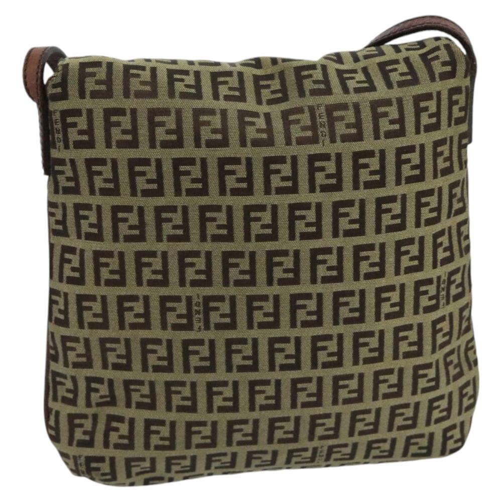 Brown Canvas Fendi Shoulder Bag