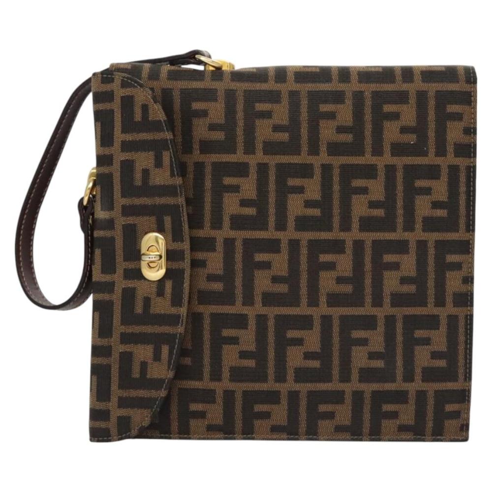 Brown Canvas Fendi Shoulder Bag