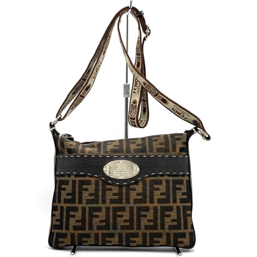 Brown Fabric Fendi Crossbody Bag