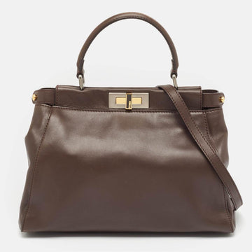 Brown Leather Fendi Peekaboo