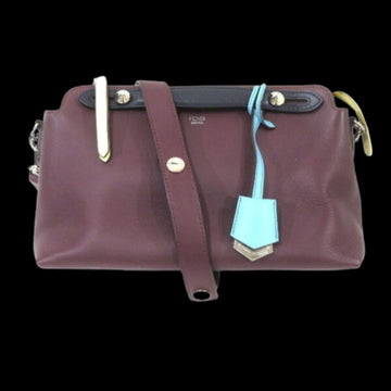 Burgundy Leather Fendi Shoulder Bag