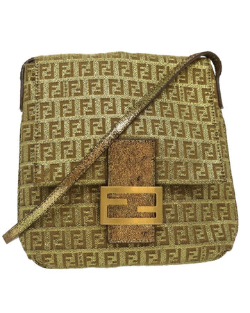 Gold Canvas Fendi Shoulder Bag