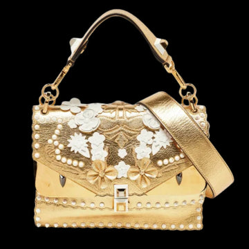 Gold Leather Fendi Handbag