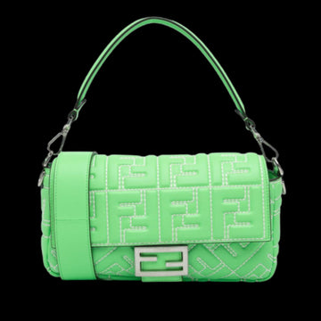 Green Leather Fendi Baguette
