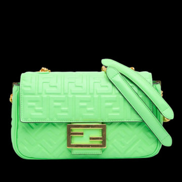 Green Leather Fendi Baguette
