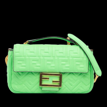 Green Leather Fendi Baguette