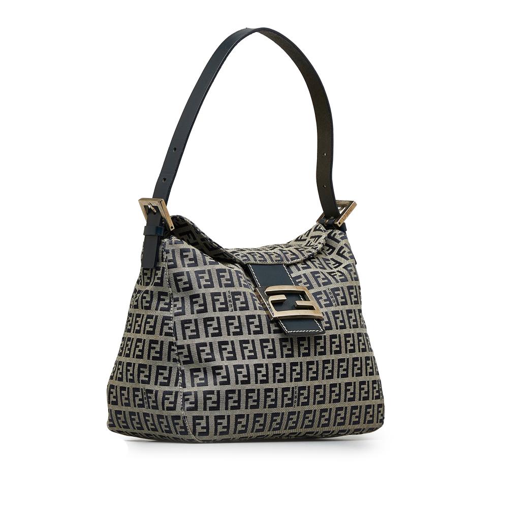 Grey Canvas Fendi Shoulder Bag