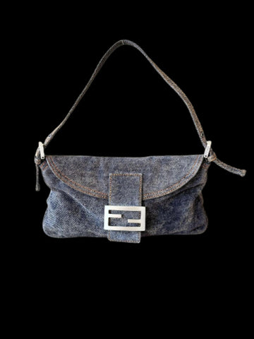 Grey Denim Fendi Baguette