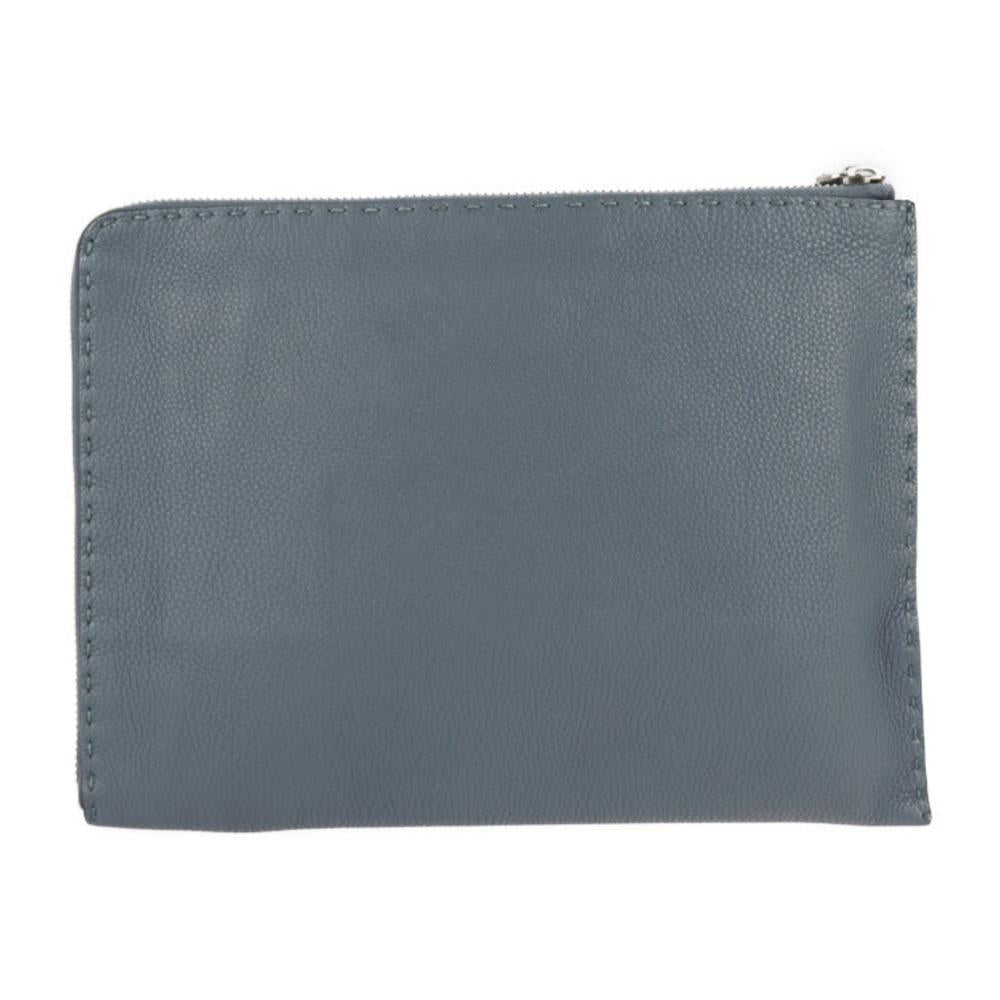 Grey Leather Fendi Clutch