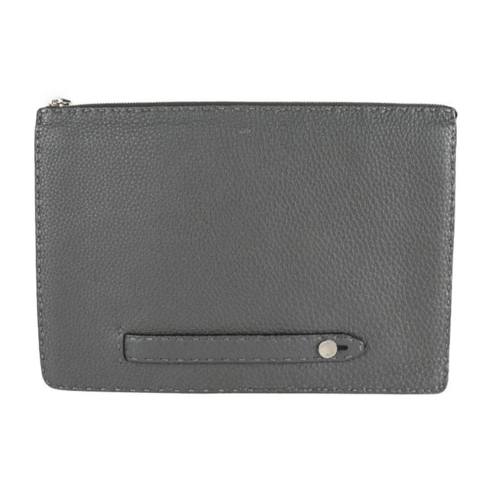 Grey Leather Fendi Clutch