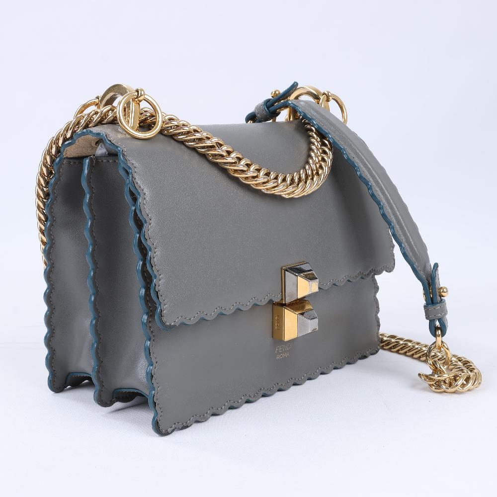 Grey Leather Fendi Shoulder Bag
